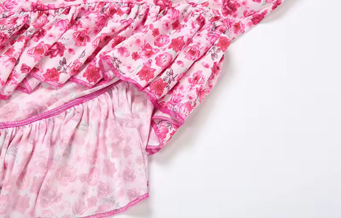 Riviera Rose Chiffon One-Shoulder Dress