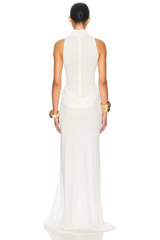Selene High-Slit Turtleneck Maxi Dress