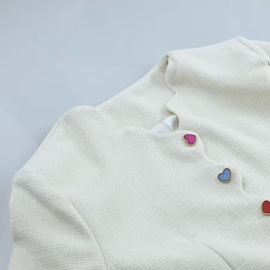 Amour Heart Button Cropped Jacket