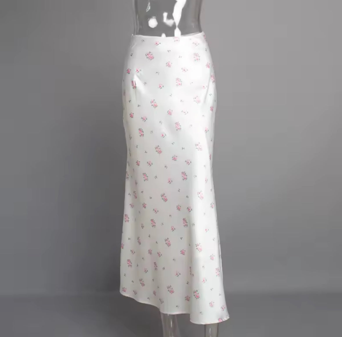Amelie Vintage Rose Satin Maxi Skirt