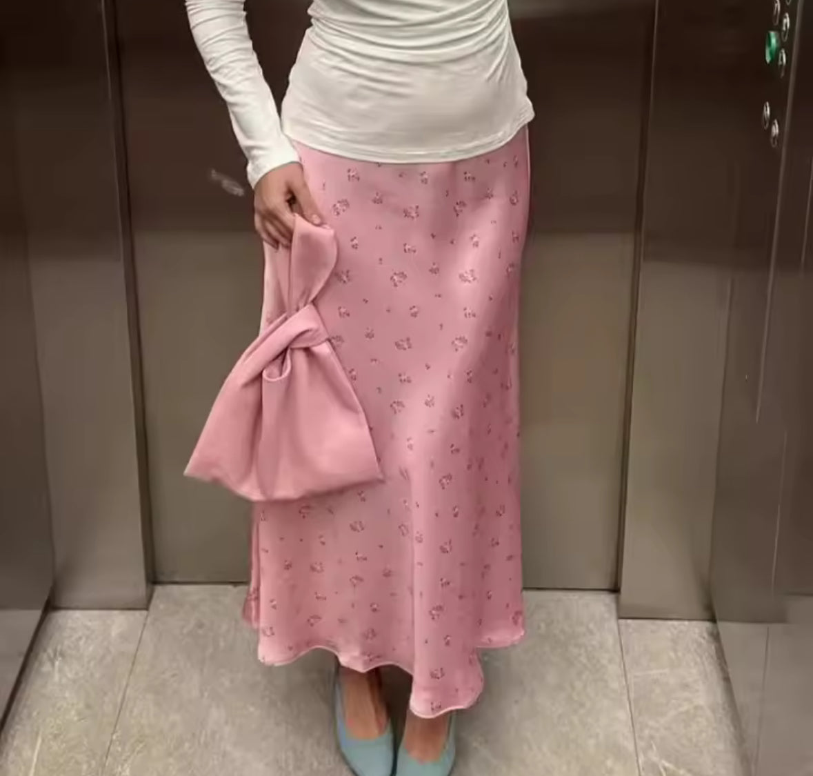Amelie Vintage Rose Satin Maxi Skirt