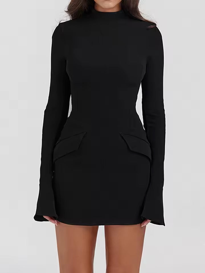 Vienna High Collar Mini Dress