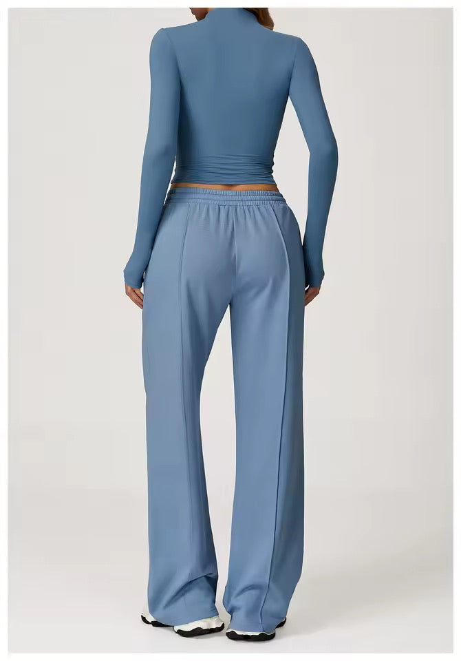 SYLA Elevate 2-Piece Set – Mock Neck Long Sleeve & Wide-Leg Pants