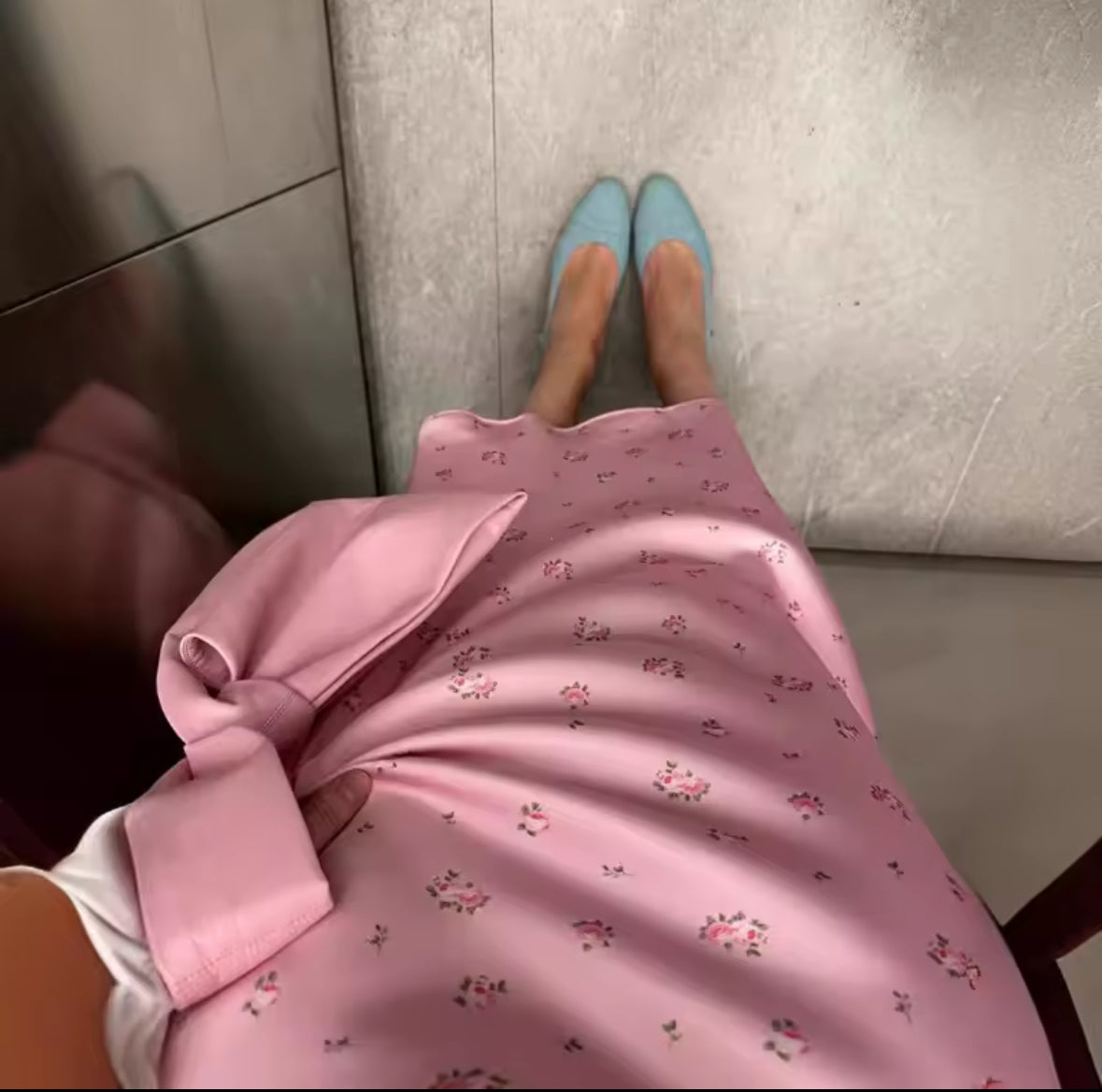 Amelie Vintage Rose Satin Maxi Skirt