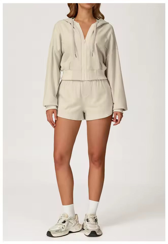 SYLA Cozy Motion 2-Piece Set – Zip Hoodie + Sweat Shorts