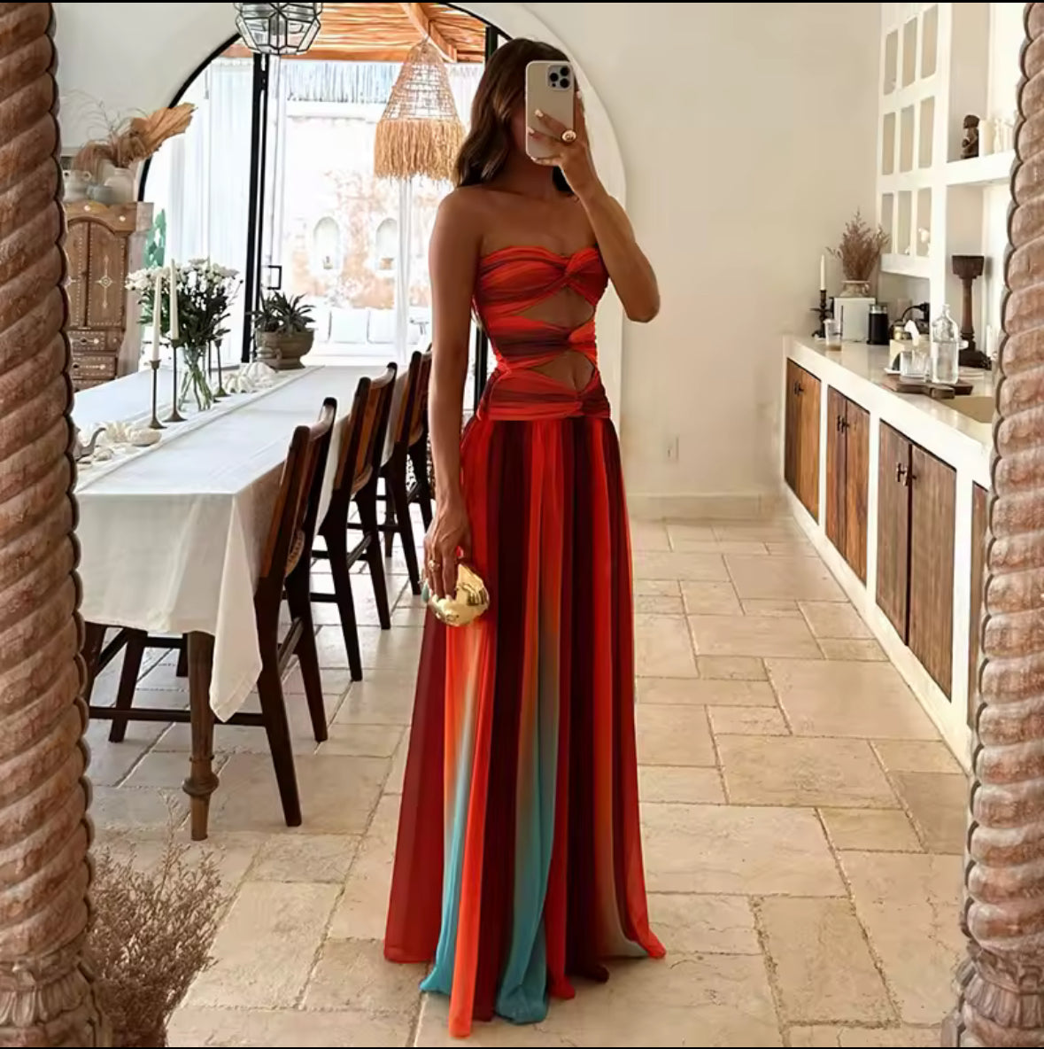 Solara Strapless Ombre Maxi Dress