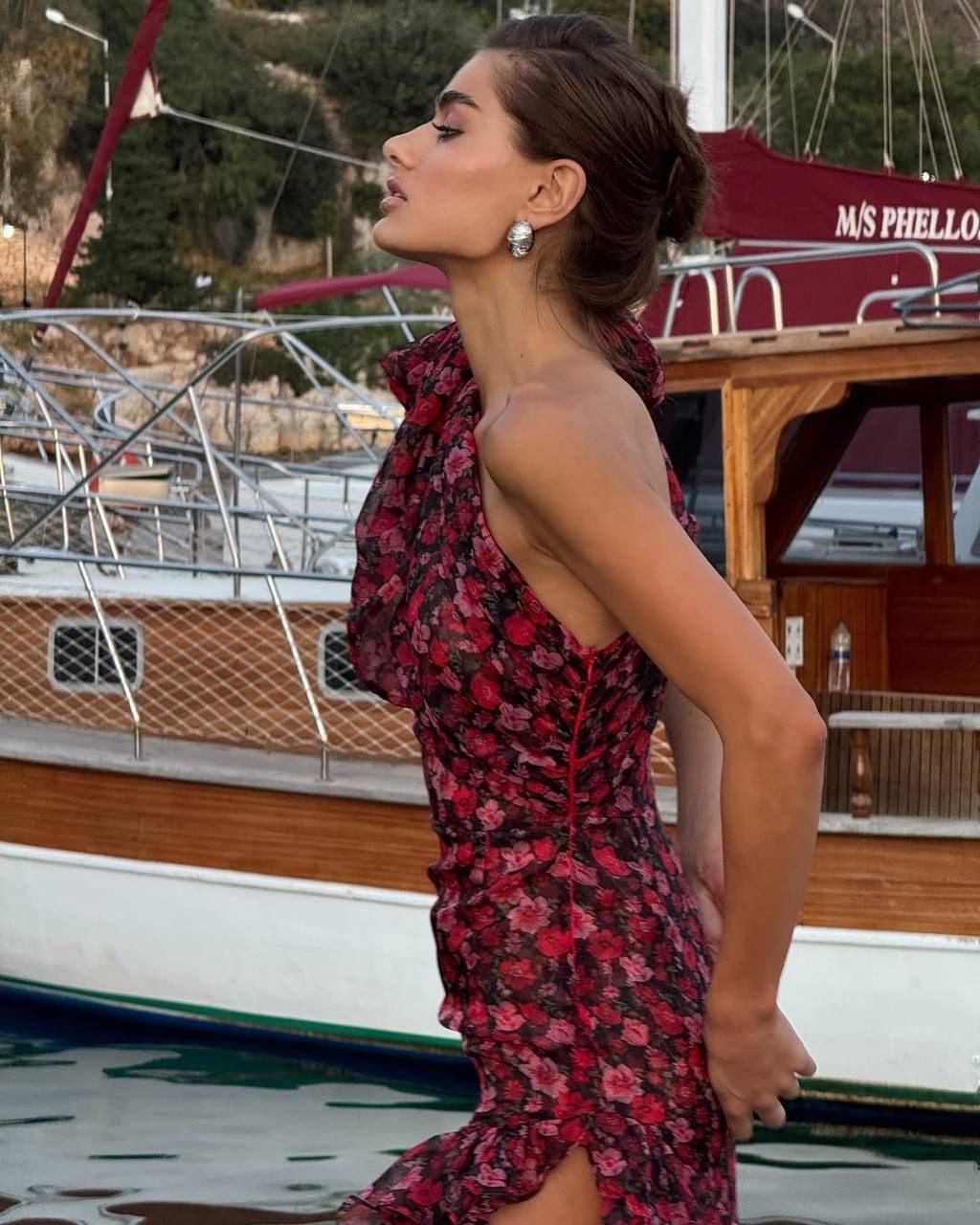 Riviera Rose Chiffon One-Shoulder Dress