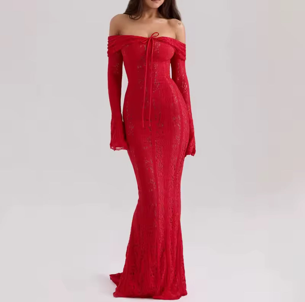 Luminara Off-Shoulder Lace Maxi Dress
