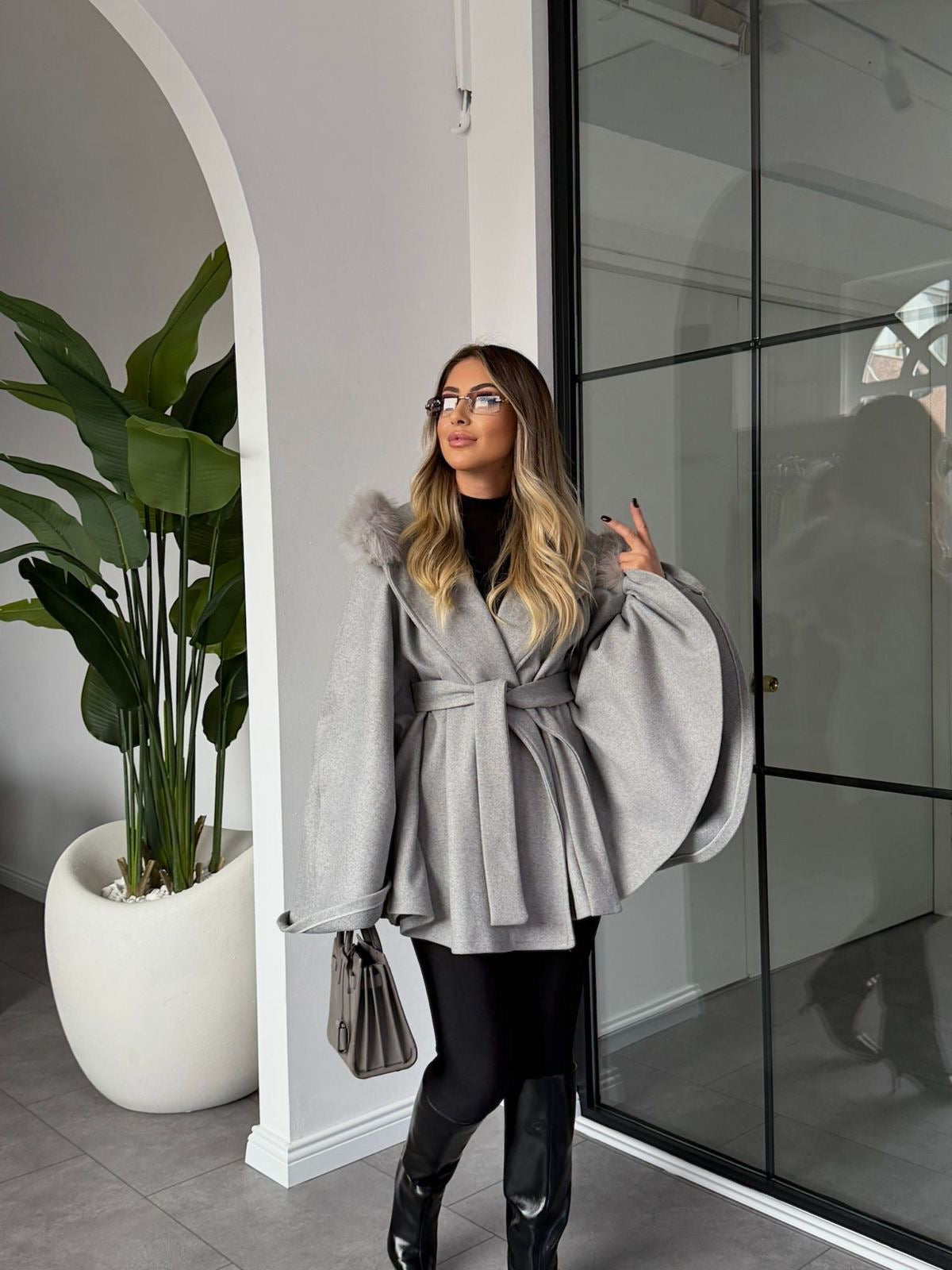 Velin Flared Wool Cape Coat