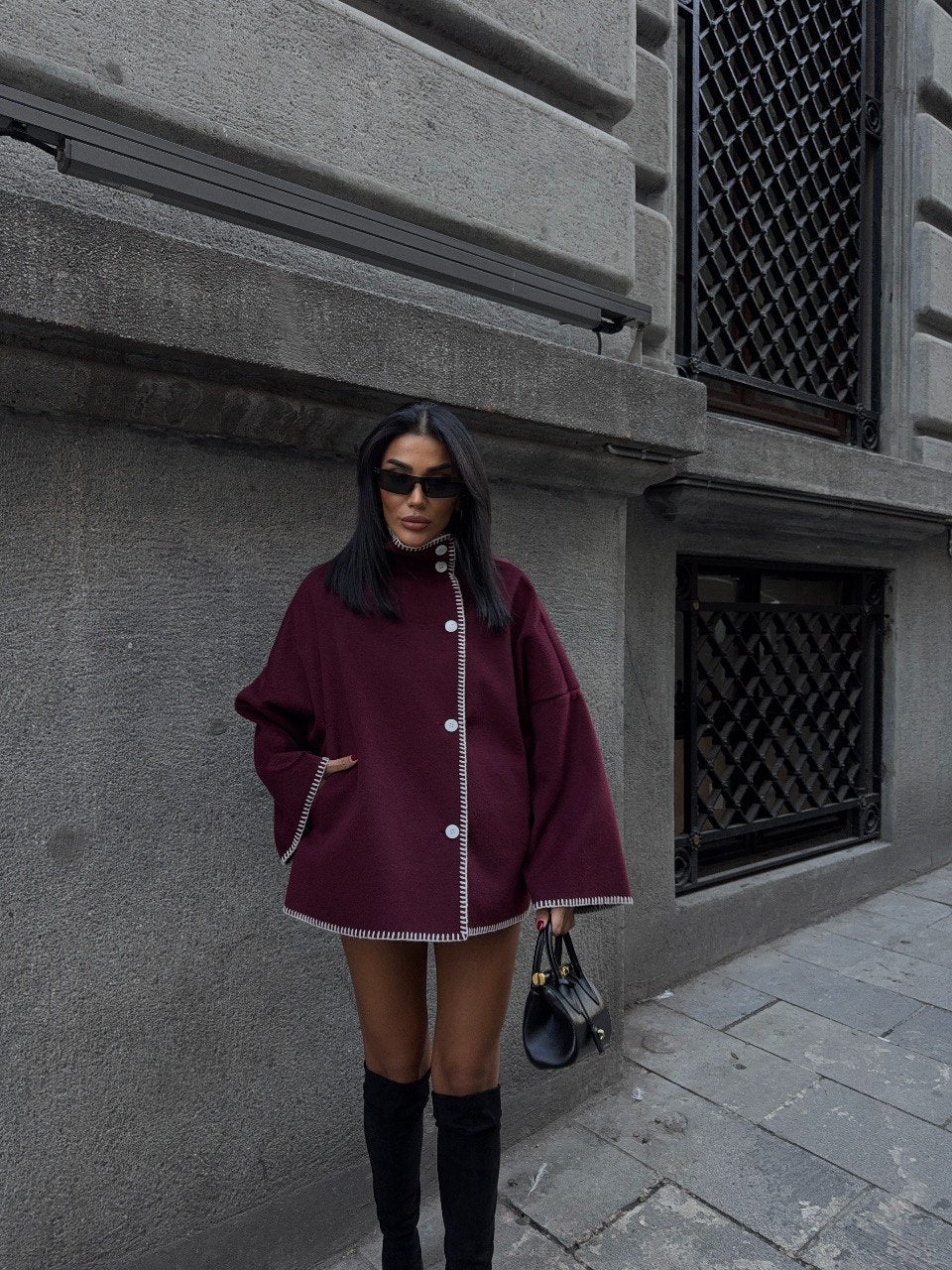 Éliora Structured Wool Cape Jacket