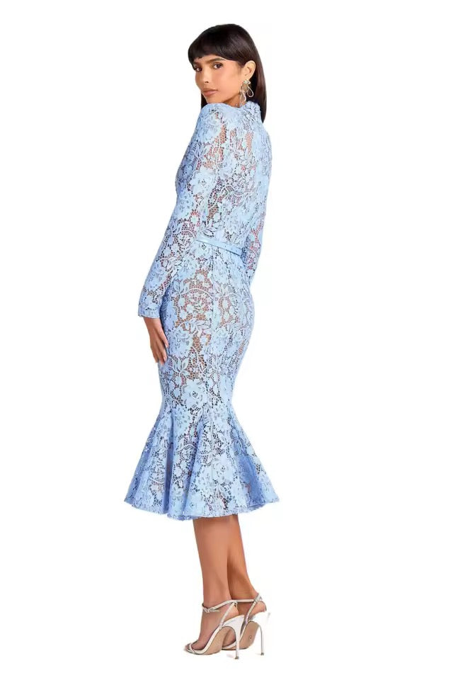Aurora Lace Trumpet Midi Dress