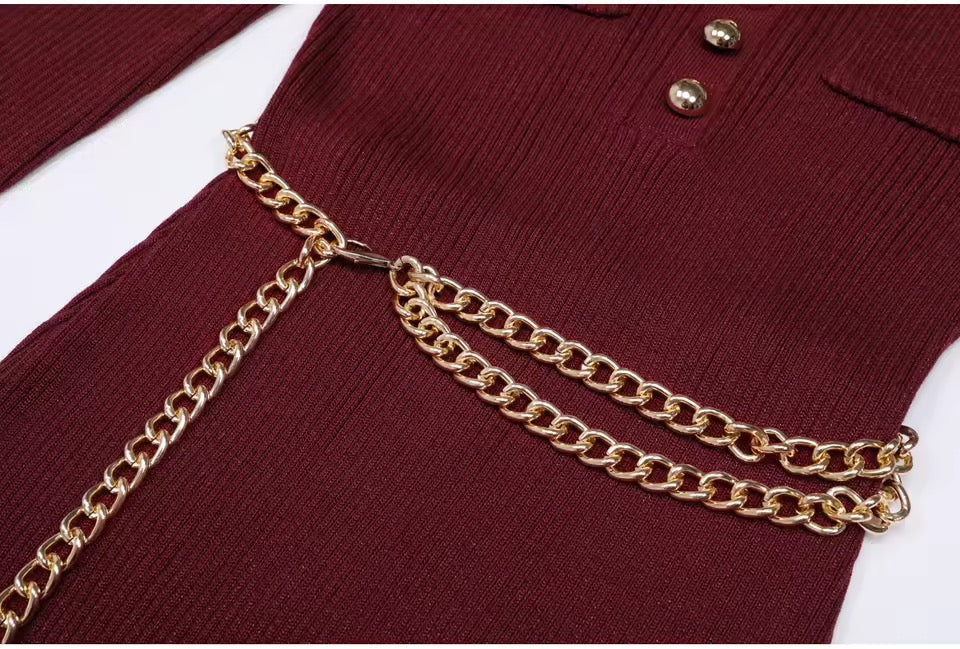 Noéline Buttoned Knit Midi Dress