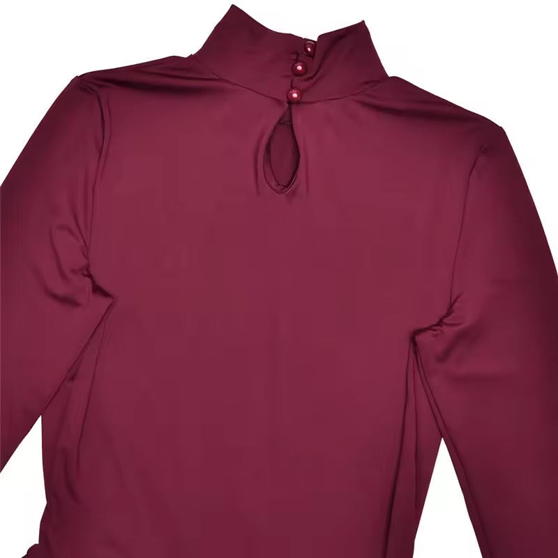 Elira Burgundy Bubble Hem Mini Dress