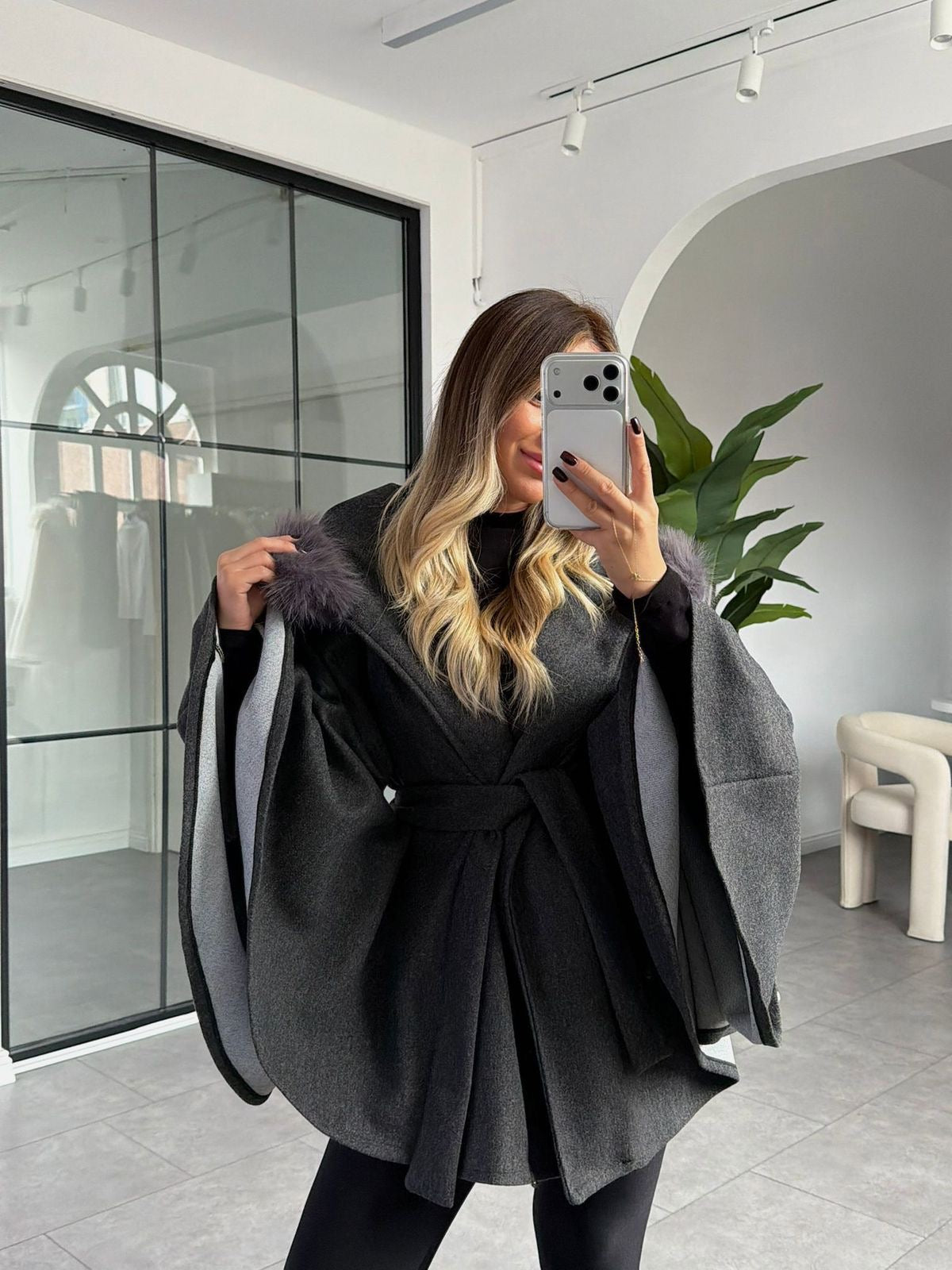 Velin Flared Wool Cape Coat