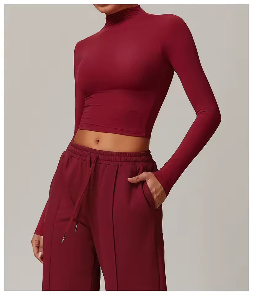 SYLA Elevate 2-Piece Set – Mock Neck Long Sleeve & Wide-Leg Pants