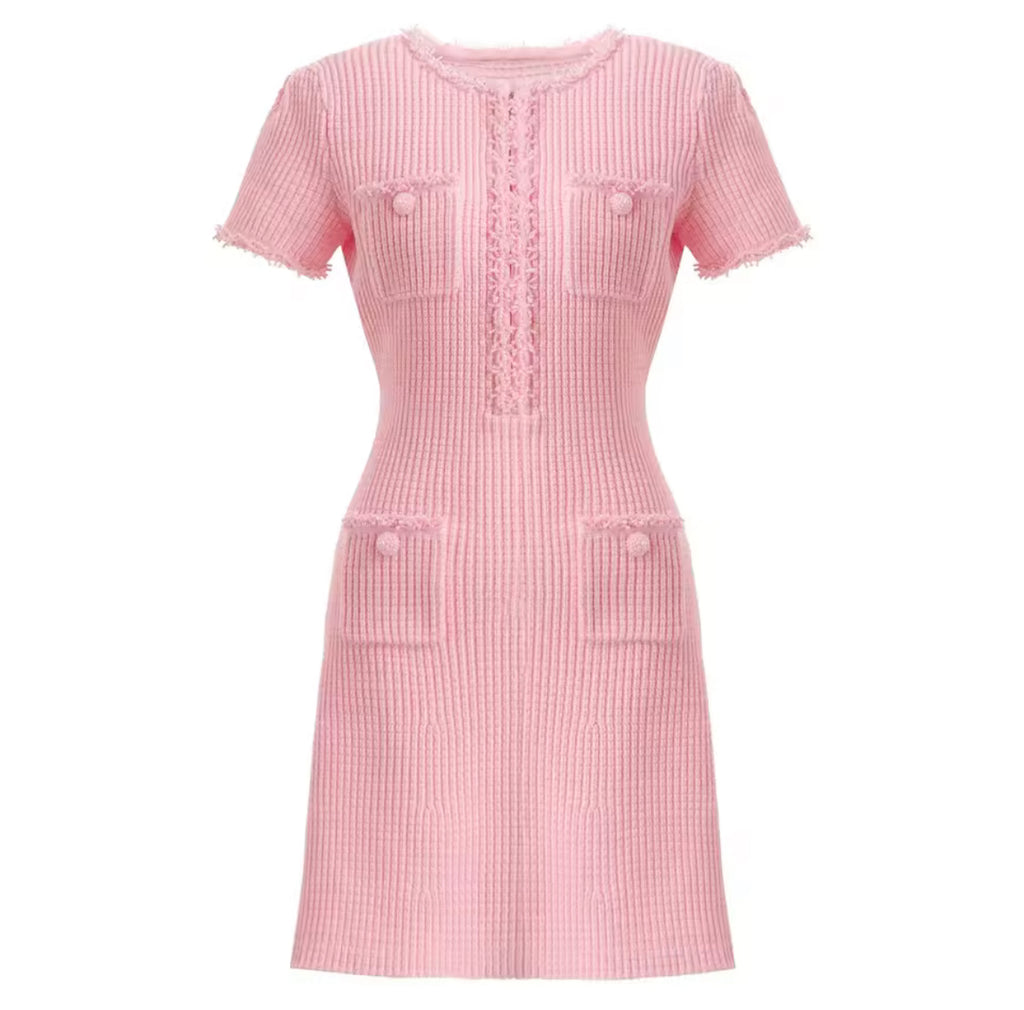 Livia Pearl-Trim Tweed Mini Dress