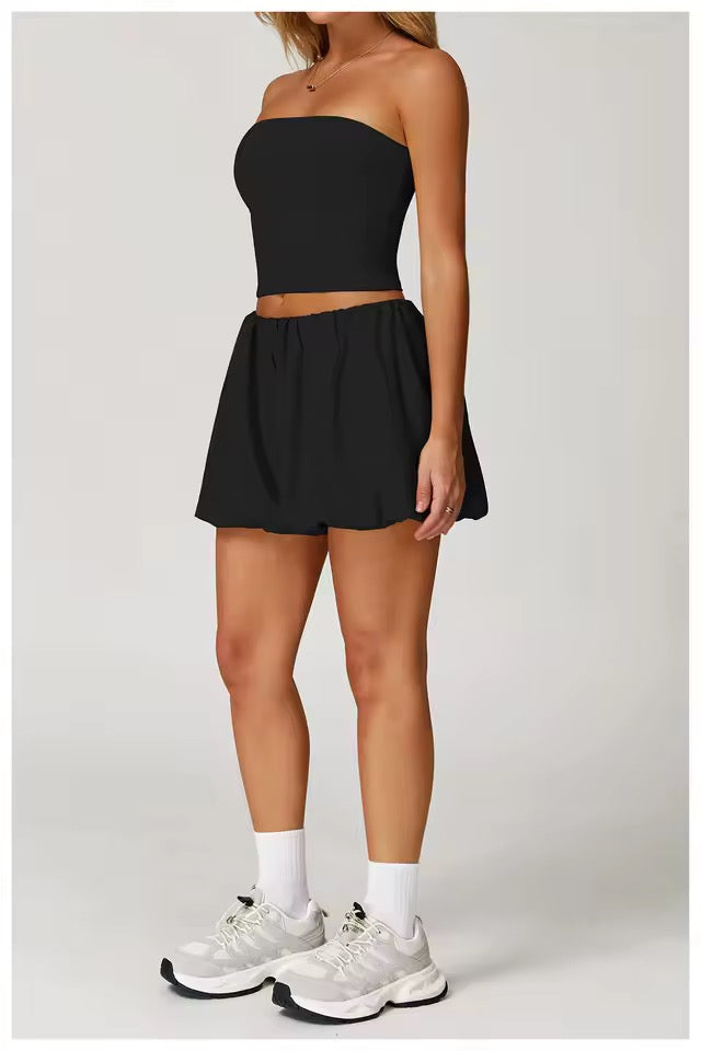 SYLA Breeze 2-Piece Set – Bandeau Top + Bubble Shorts