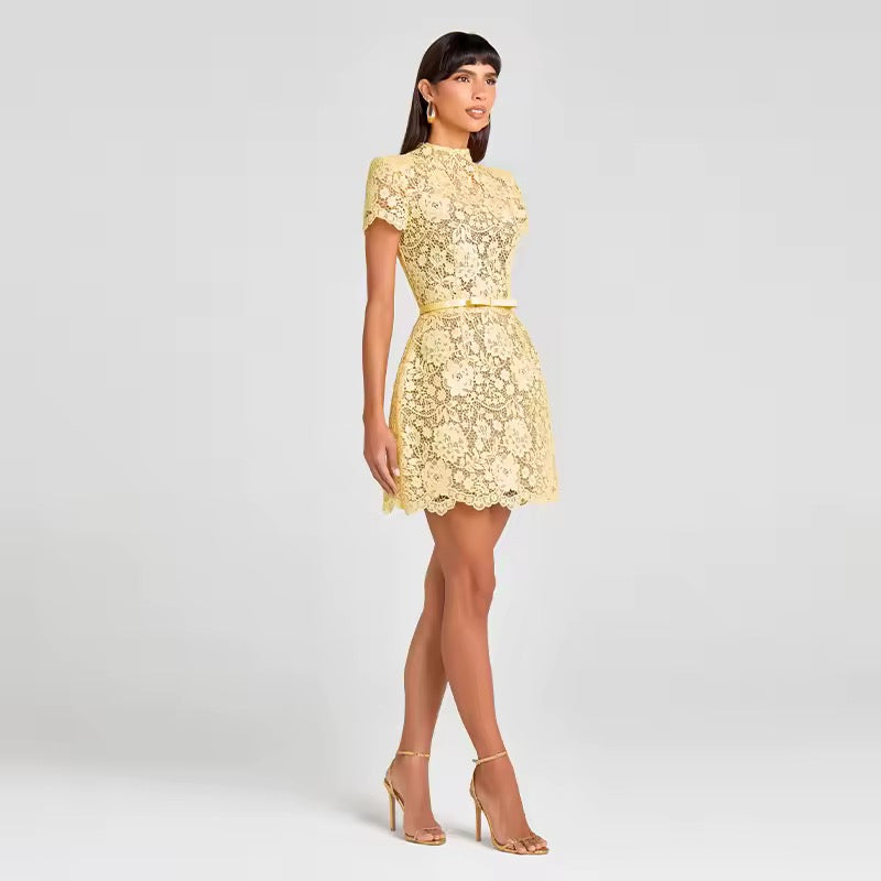 Amélie Lace Blossom Mini Dress