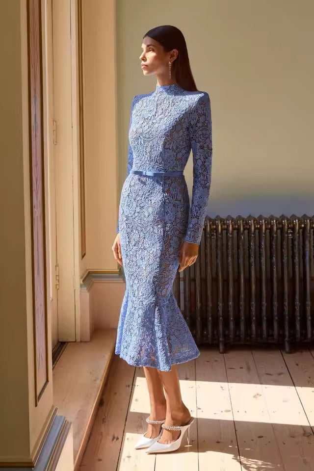 Aurora Lace Trumpet Midi Dress