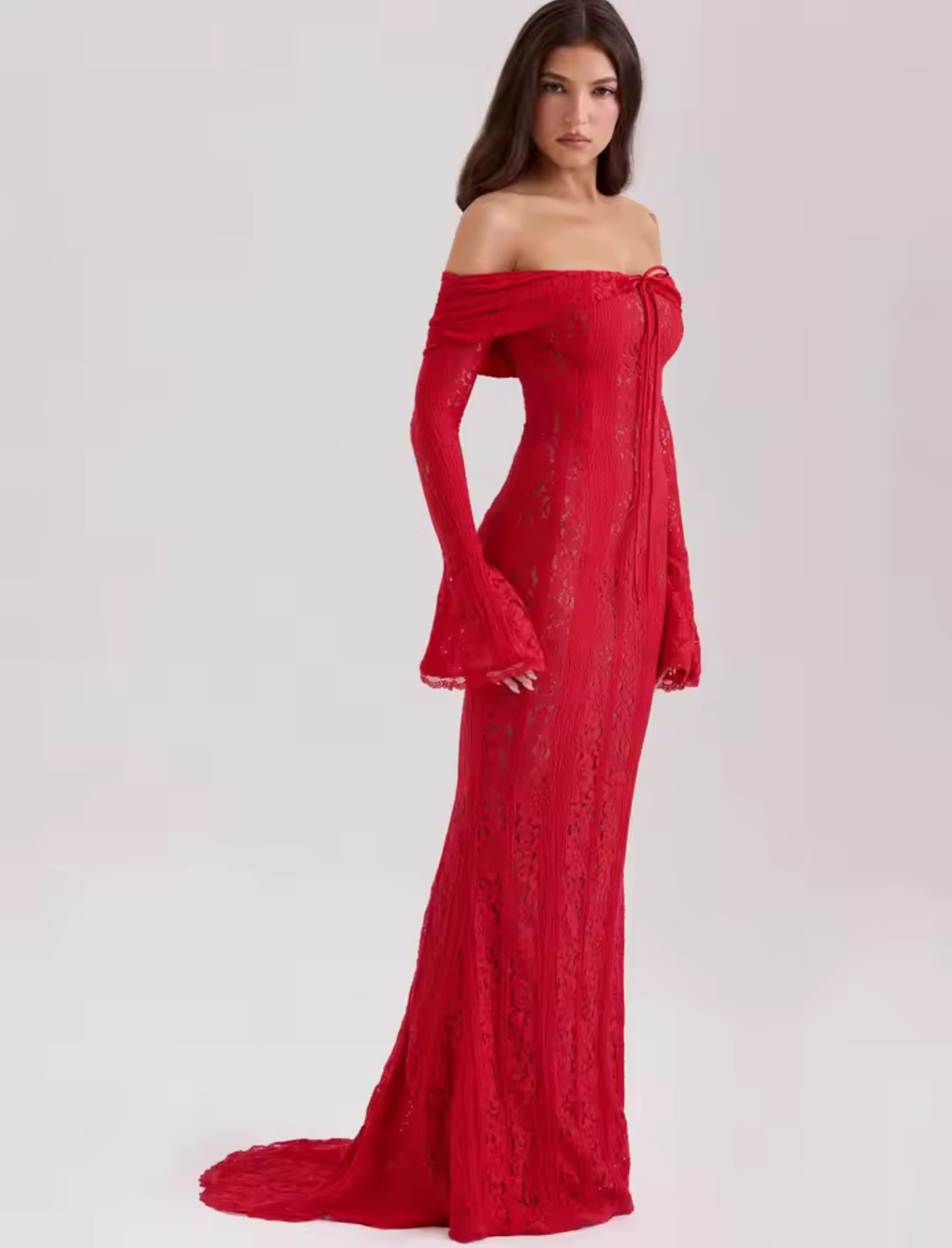 Luminara Off-Shoulder Lace Maxi Dress