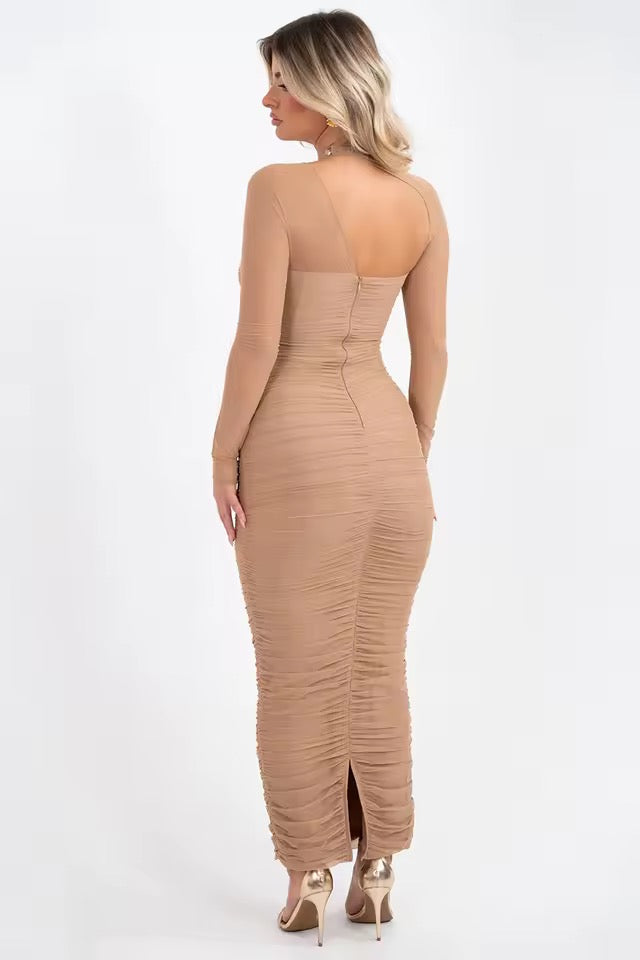 Néra Mesh Illusion Maxi Dress