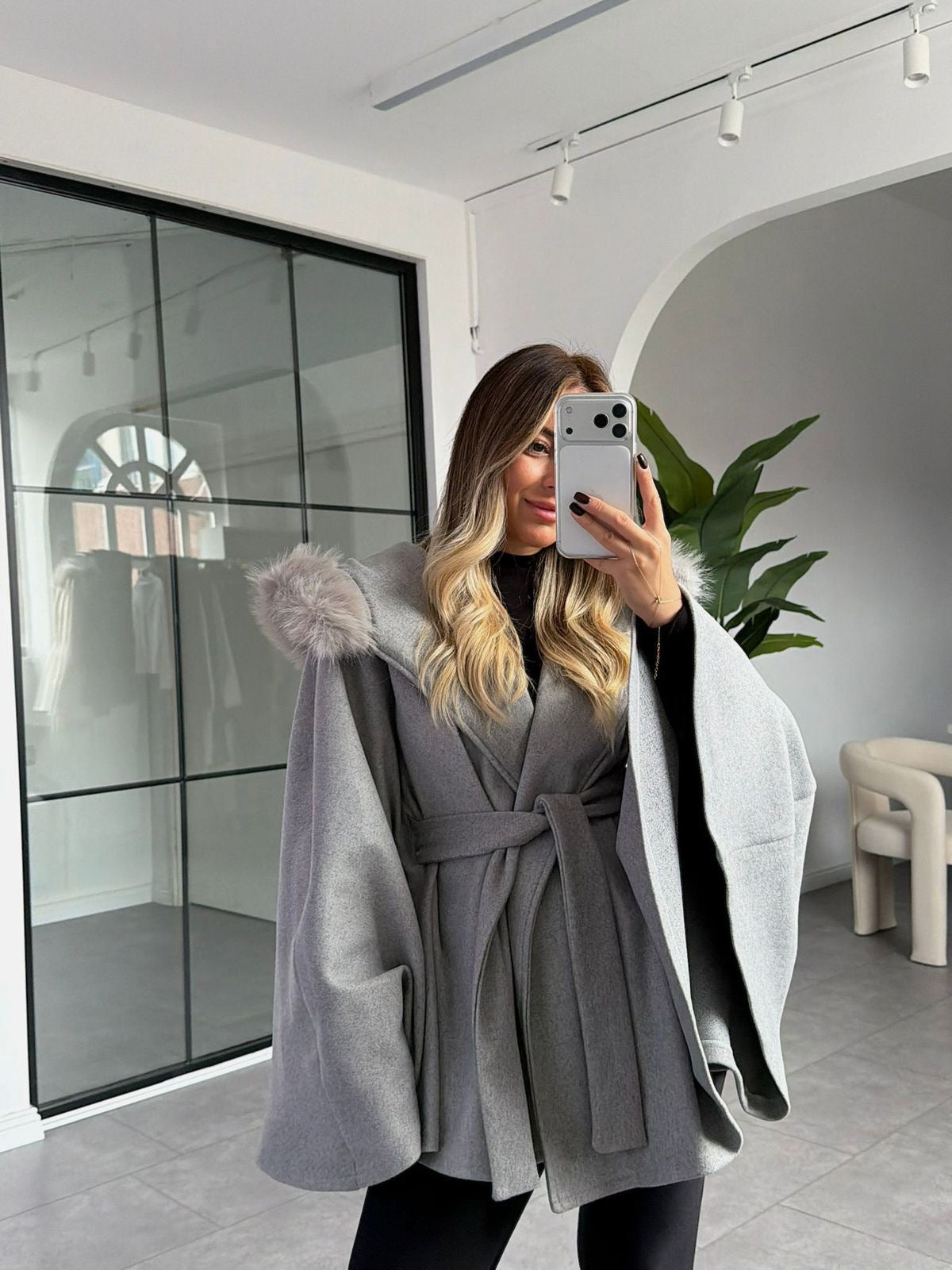 Velin Flared Wool Cape Coat
