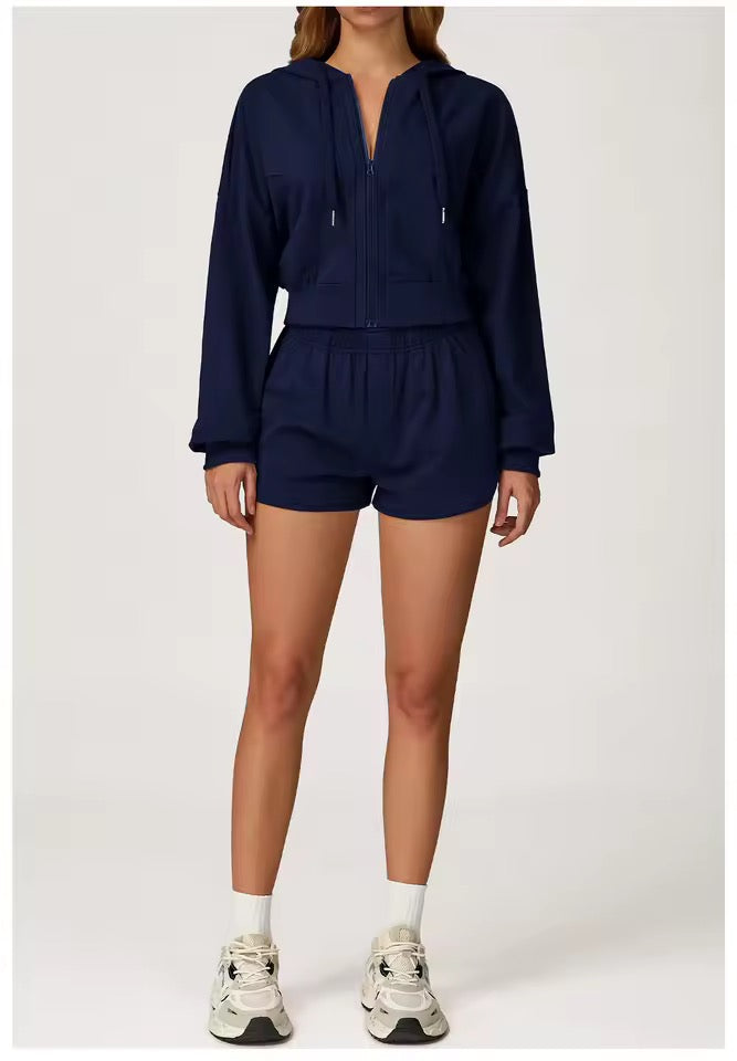 SYLA Cozy Motion 2-Piece Set – Zip Hoodie + Sweat Shorts