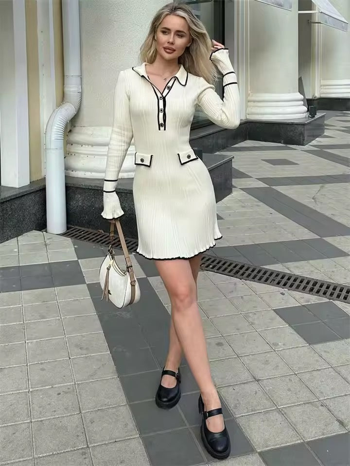 Amoria Contrast Knit Mini Dress