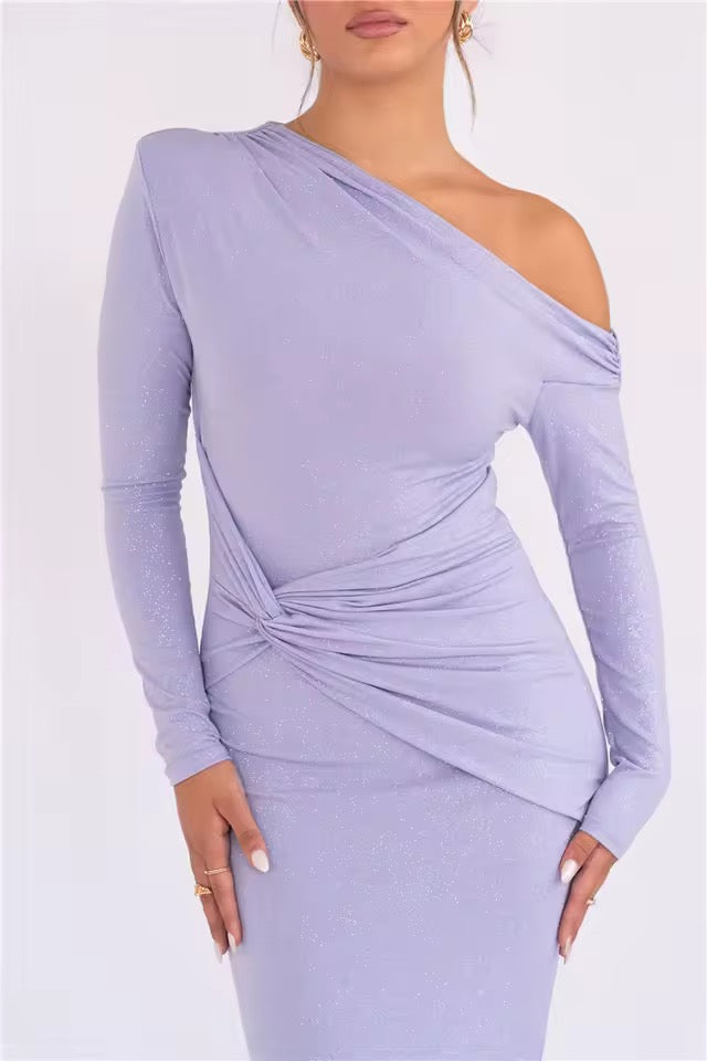 Alèa One-Shoulder Sparkle Maxi Dress