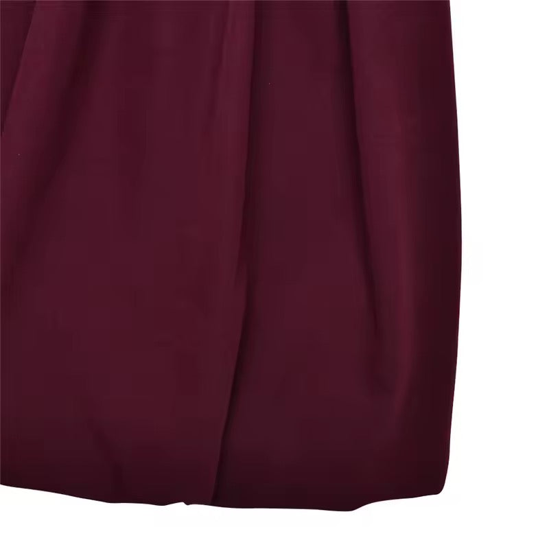 Elira Burgundy Bubble Hem Mini Dress