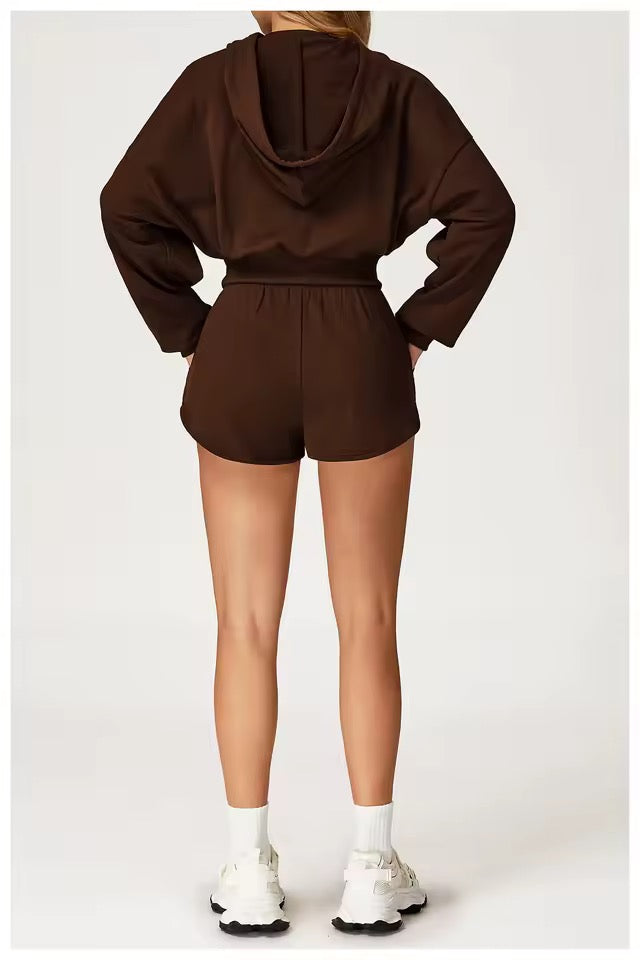 SYLA Cozy Motion 2-Piece Set – Zip Hoodie + Sweat Shorts