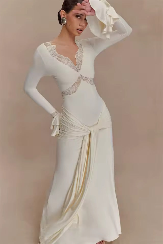 Dahlia V-Neck Lace Maxi Dress