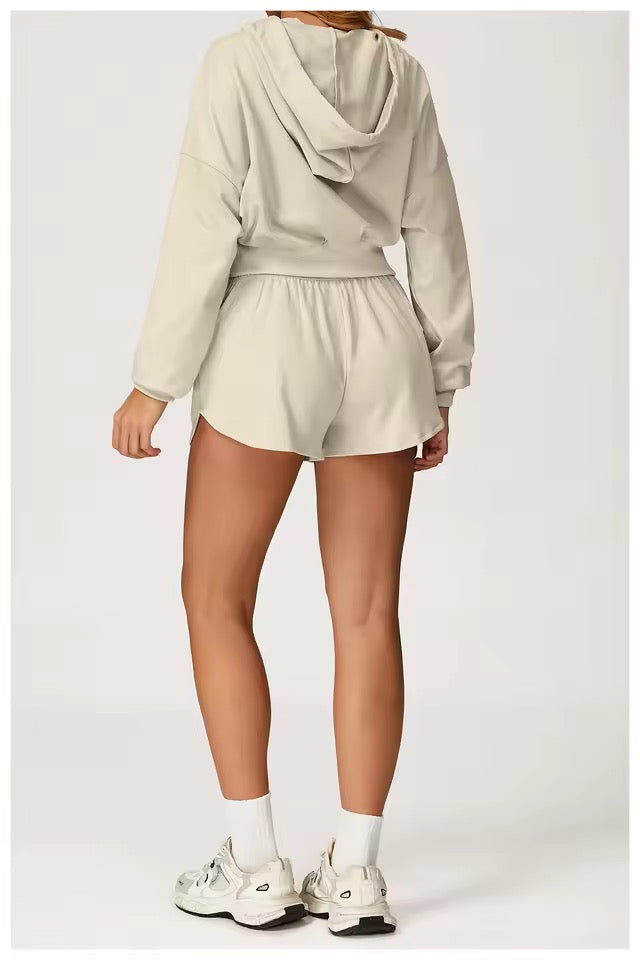 SYLA Cozy Motion 2-Piece Set – Zip Hoodie + Sweat Shorts