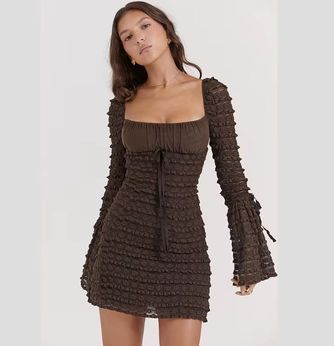 Elowen Lace Ruched Mini Dress