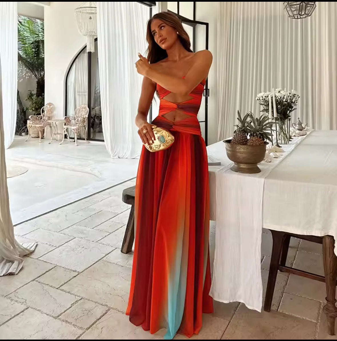 Solara Strapless Ombre Maxi Dress