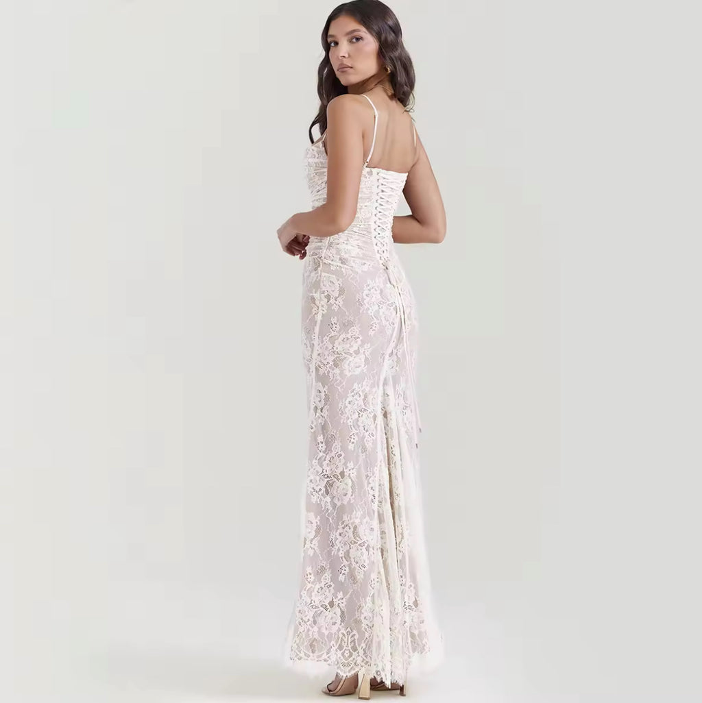 Mireya Lace V-Neck Long-Sleeve Maxi Dress