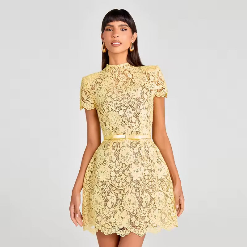 Amélie Lace Blossom Mini Dress