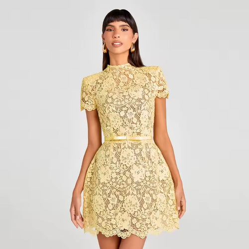 Amélie Lace Blossom Mini Dress
