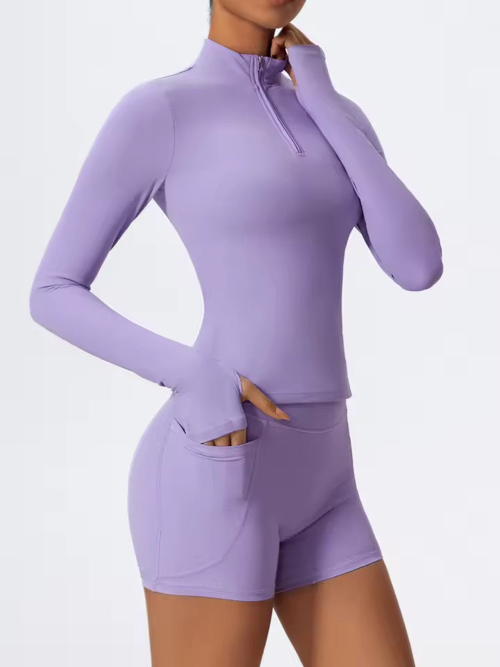 SYLA Verge Set – Half-Zip Performance Set with Shorts or Flared Pants