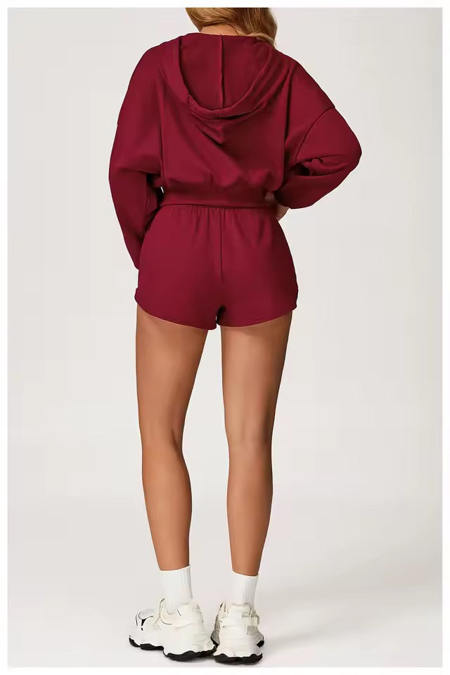 SYLA Cozy Motion 2-Piece Set – Zip Hoodie + Sweat Shorts