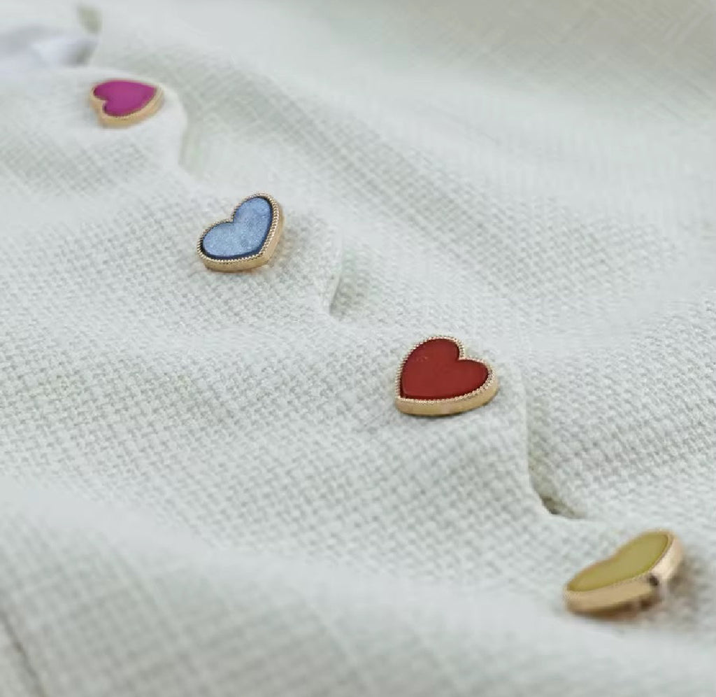 Amour Heart Button Cropped Jacket