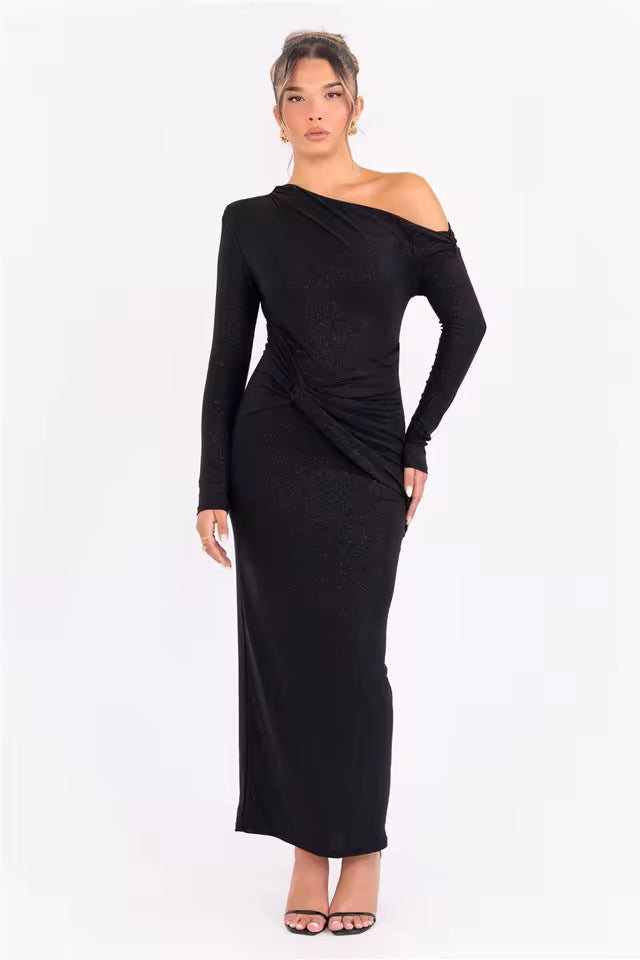 Alèa One-Shoulder Sparkle Maxi Dress