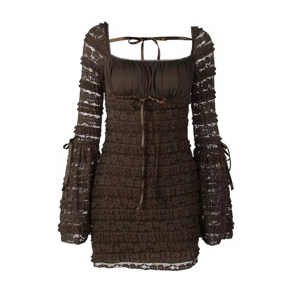 Elowen Lace Ruched Mini Dress