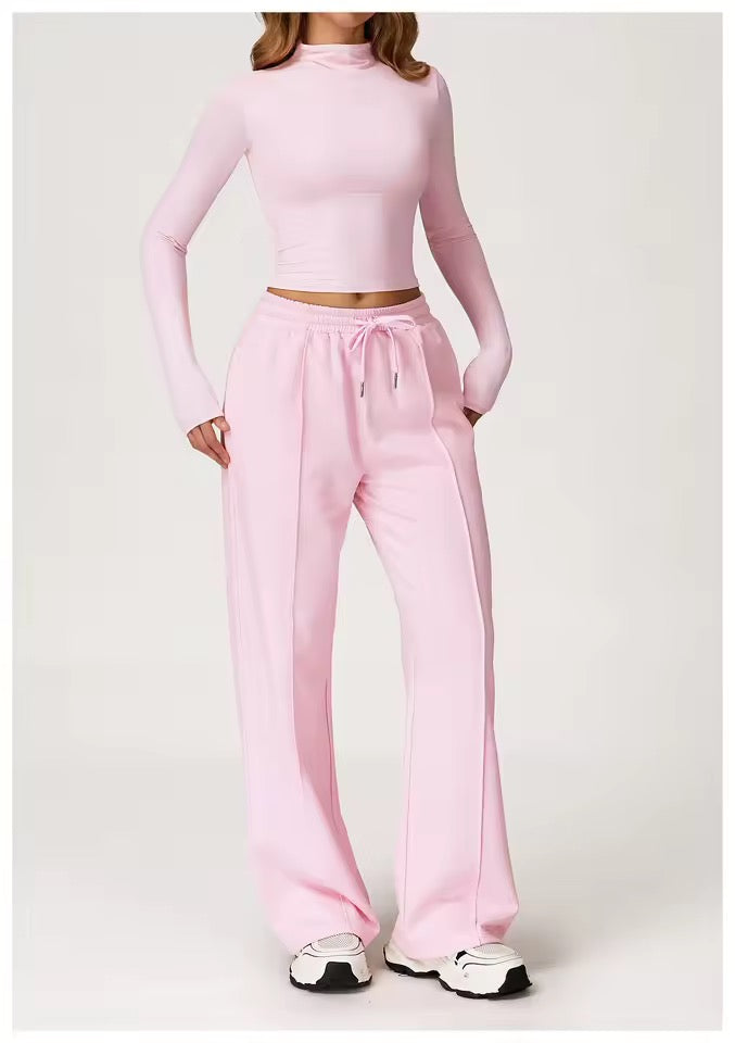 SYLA Elevate 2-Piece Set – Mock Neck Long Sleeve & Wide-Leg Pants