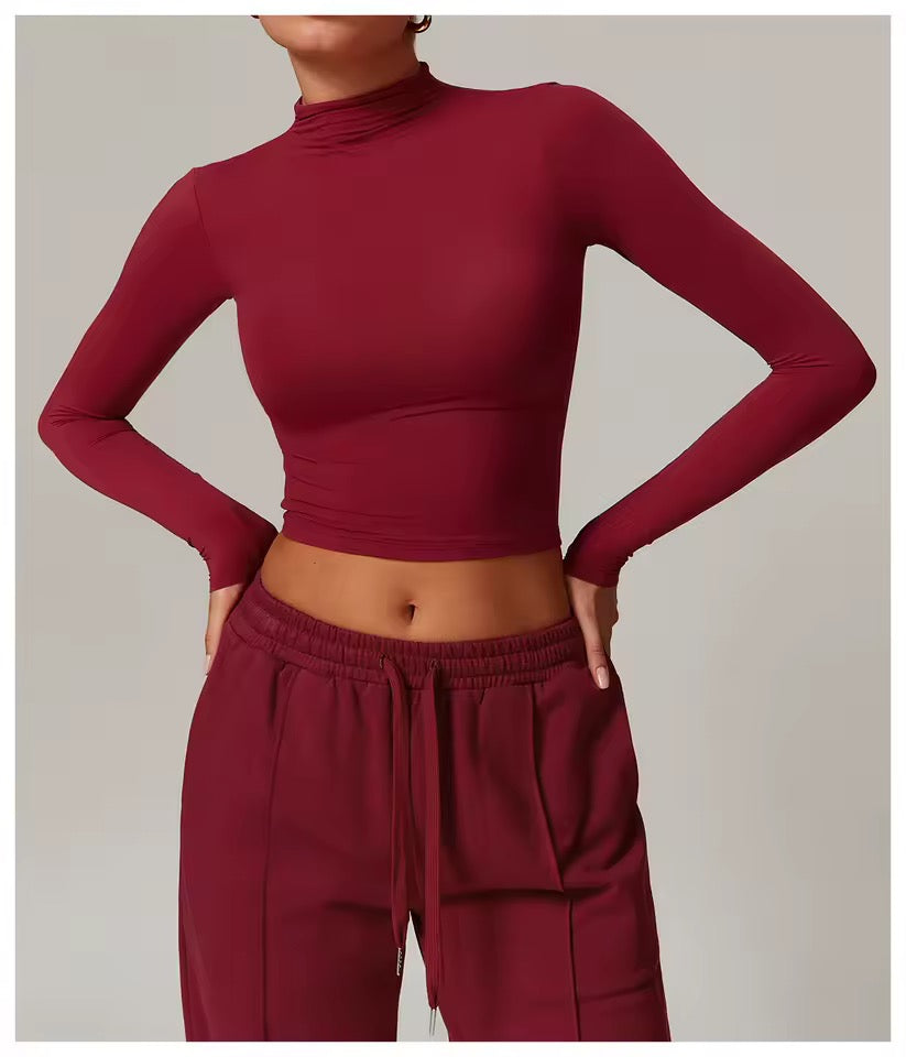 SYLA Elevate 2-Piece Set – Mock Neck Long Sleeve & Wide-Leg Pants