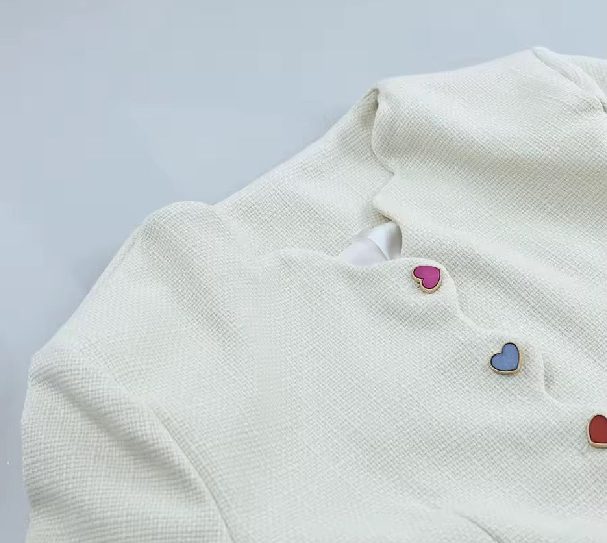 Amour Heart Button Cropped Jacket