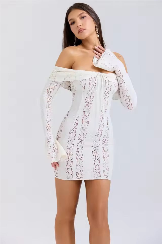 Luminara Off-Shoulder Lace Mini Dress