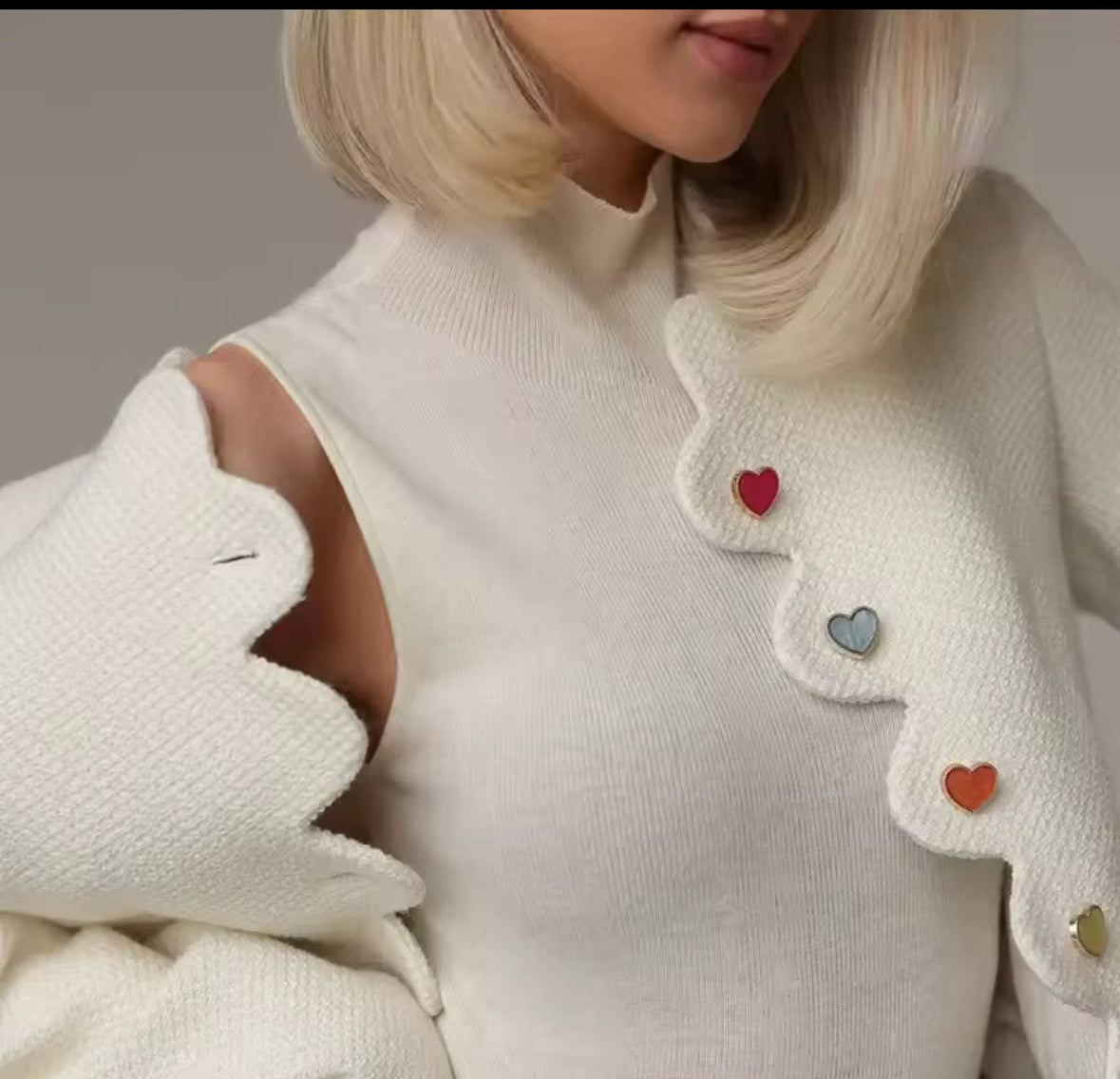 Amour Heart Button Cropped Jacket