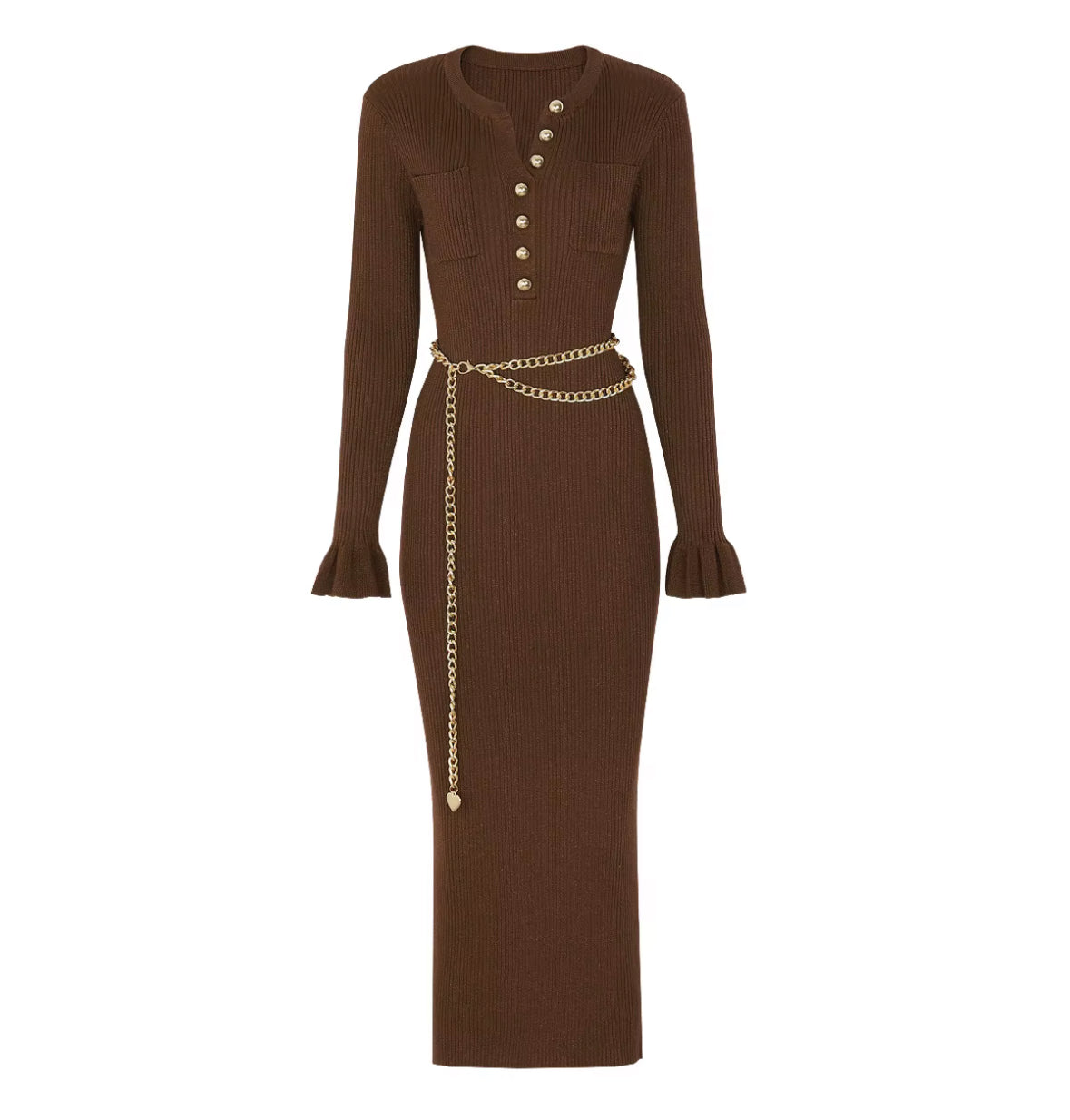 Noéline Buttoned Knit Midi Dress