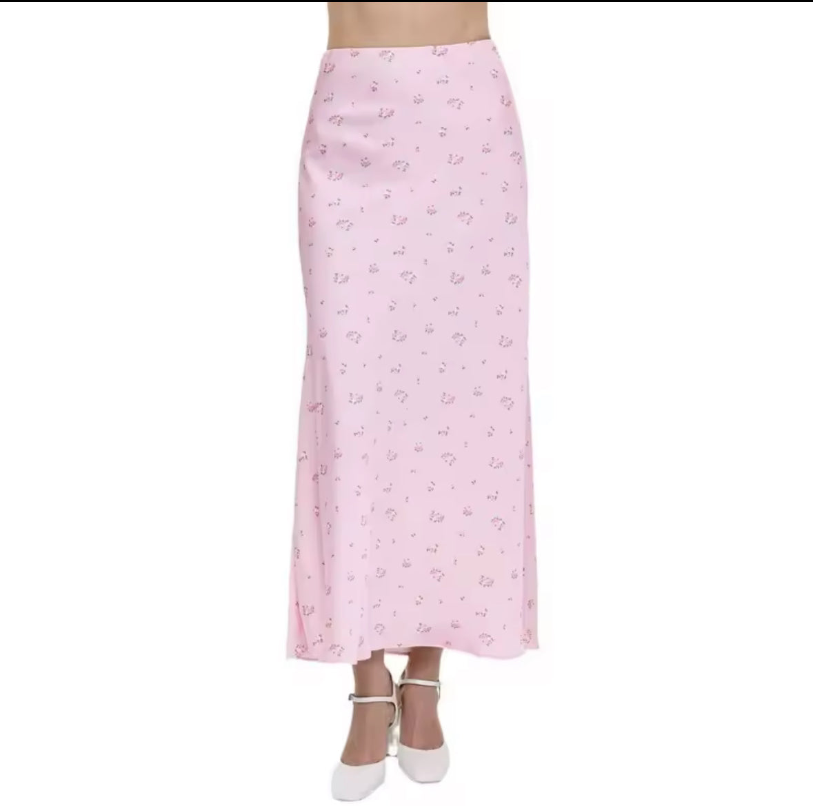 Amelie Vintage Rose Satin Maxi Skirt